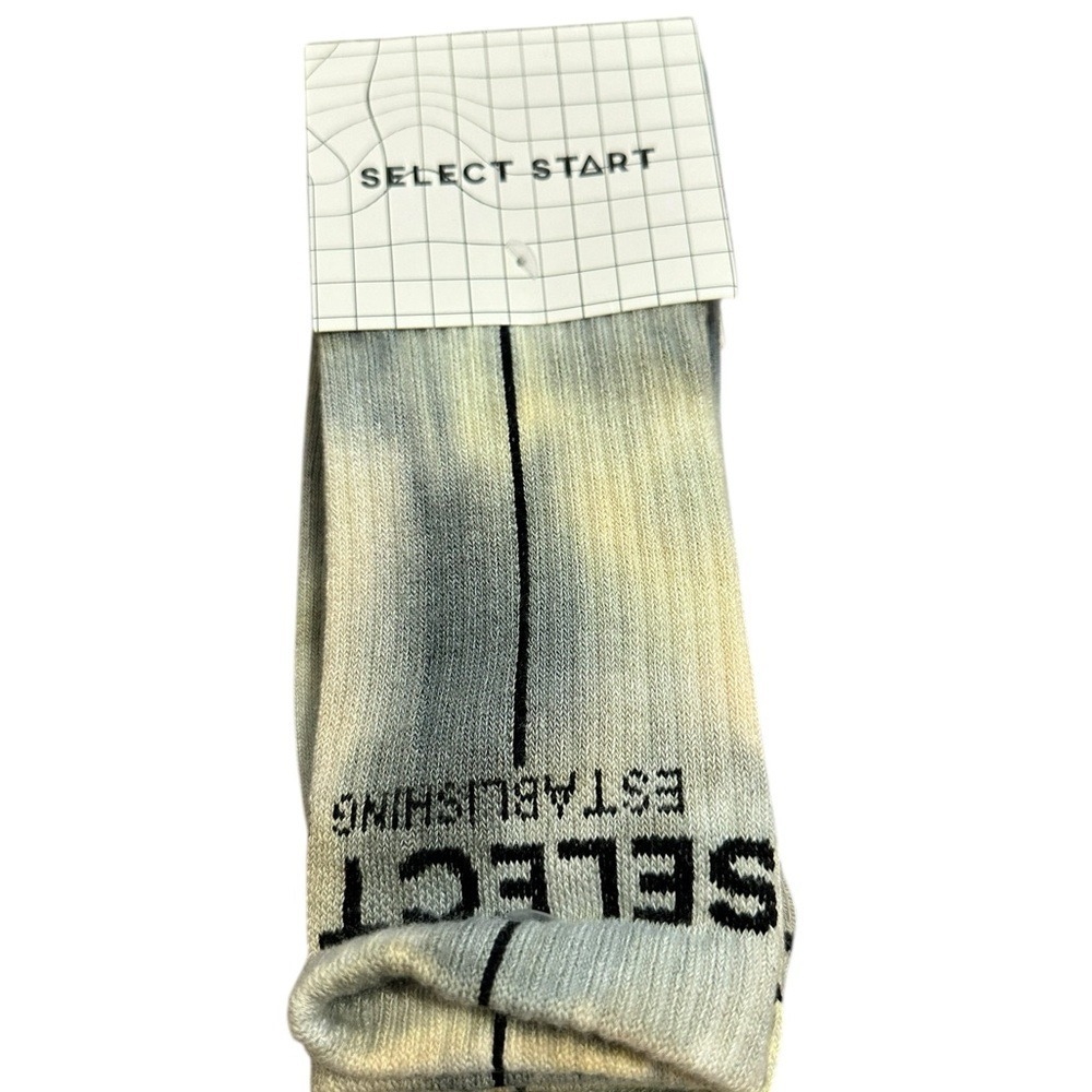 Select Start Tie Dye Crew Socks Black Grey Recycled Polyester One Size NWT
